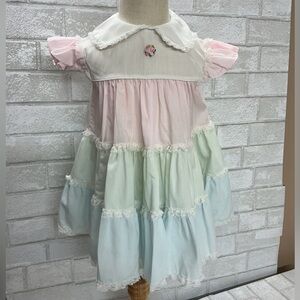 Vintage Pastel Tiered Kids Dress